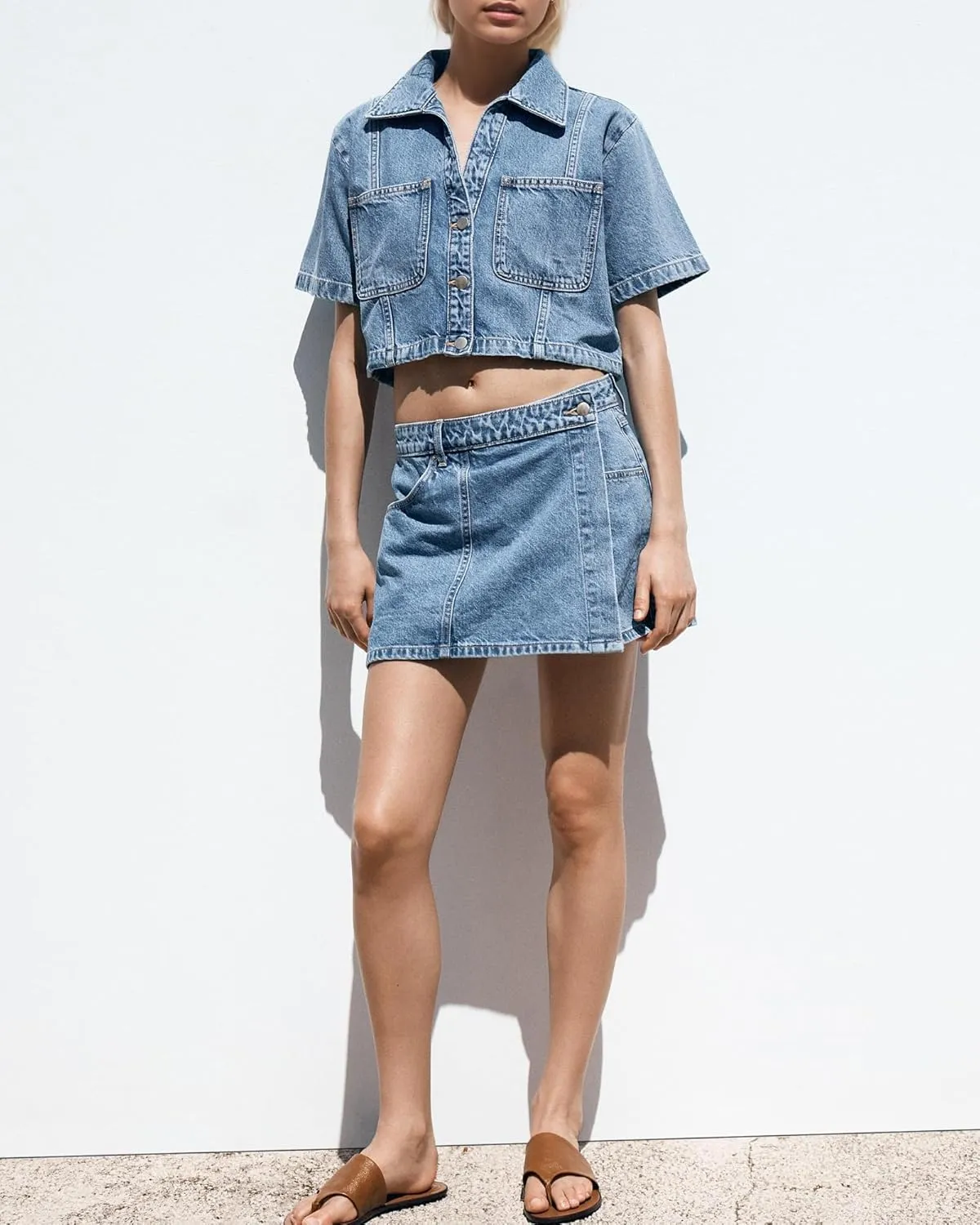 Gacaky Women's Cropped Denim Jackets Fashion Short Sleeve Lapel Button Down Trucker Jean Jackets Coats 2025 Outfits Clothes