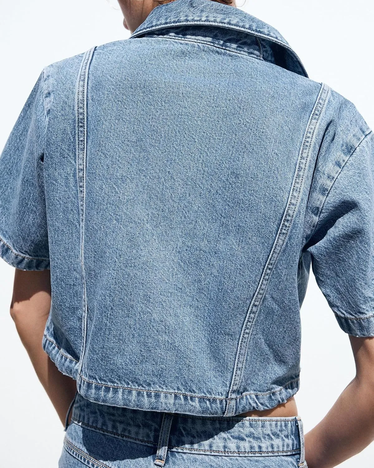 Gacaky Women's Cropped Denim Jackets Fashion Short Sleeve Lapel Button Down Trucker Jean Jackets Coats 2025 Outfits Clothes