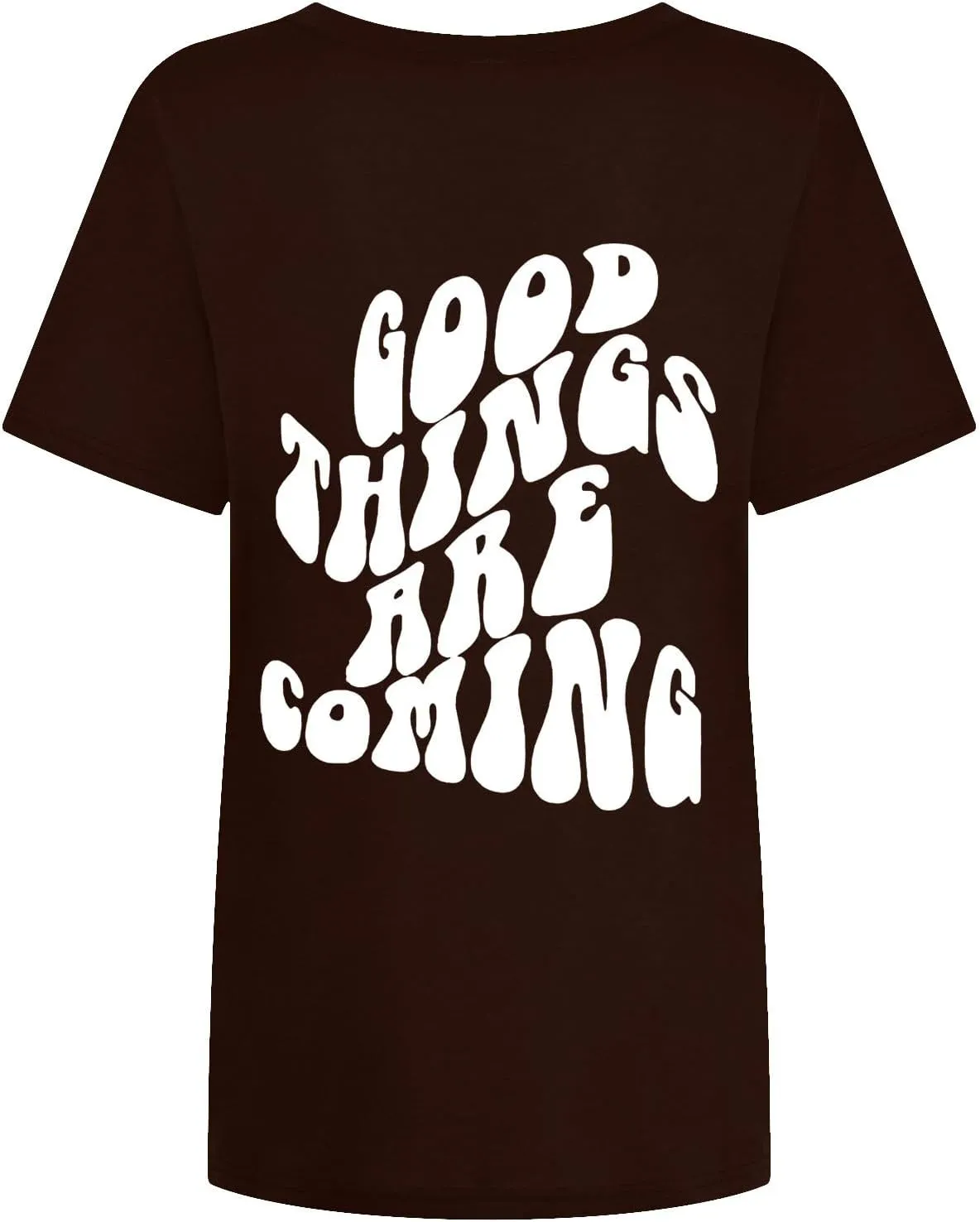 GOKKILRW Women Graphic T Shirts Good Things are Coming Letter Back Print Basic Tees Short Sleeve Crewneck Summer Casual Tops