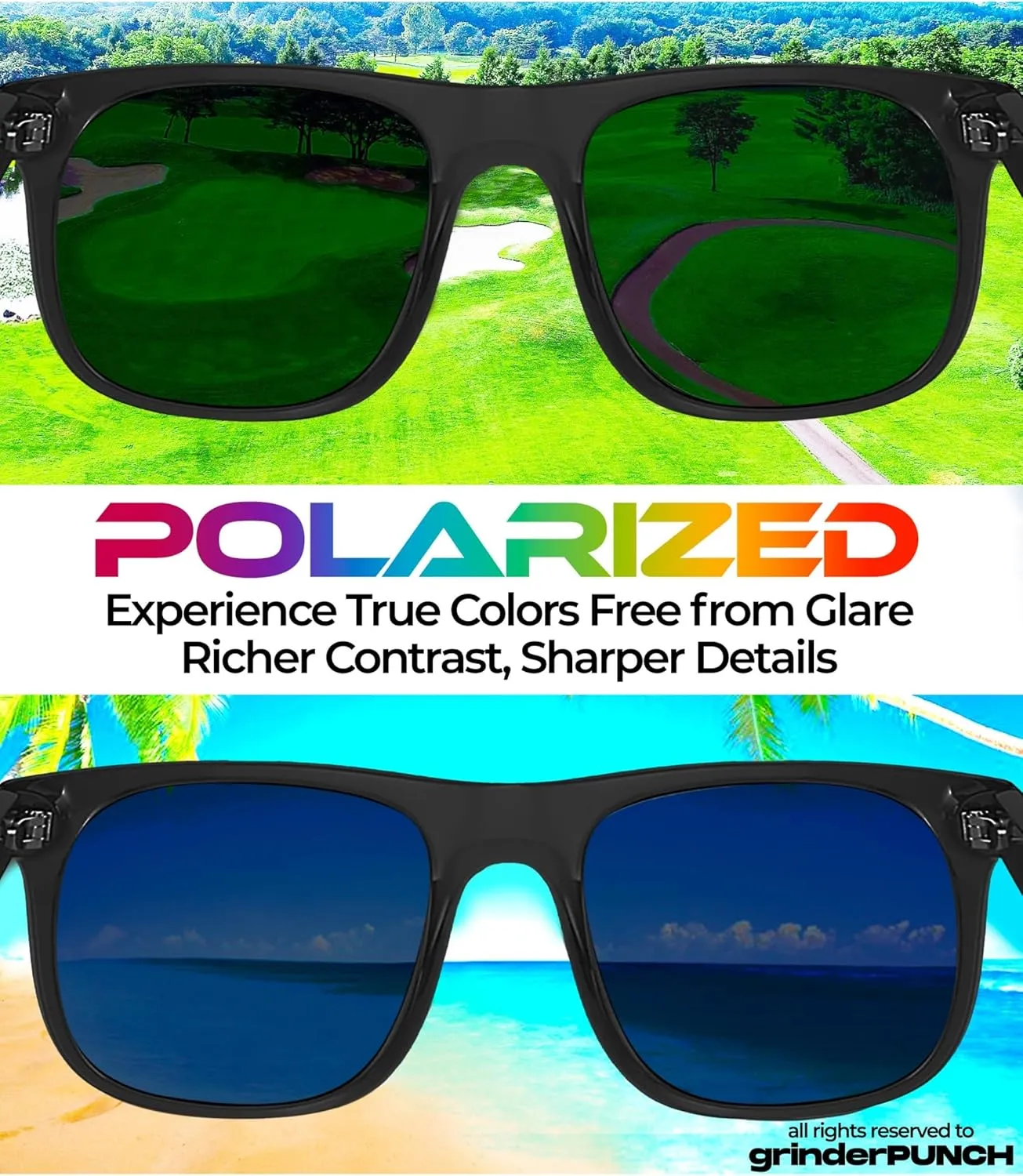 grinderPUNCH Polarized Super Dark Sunglasses for Men and Women Trendy Retro Sun Glasses for Driving UV Protection