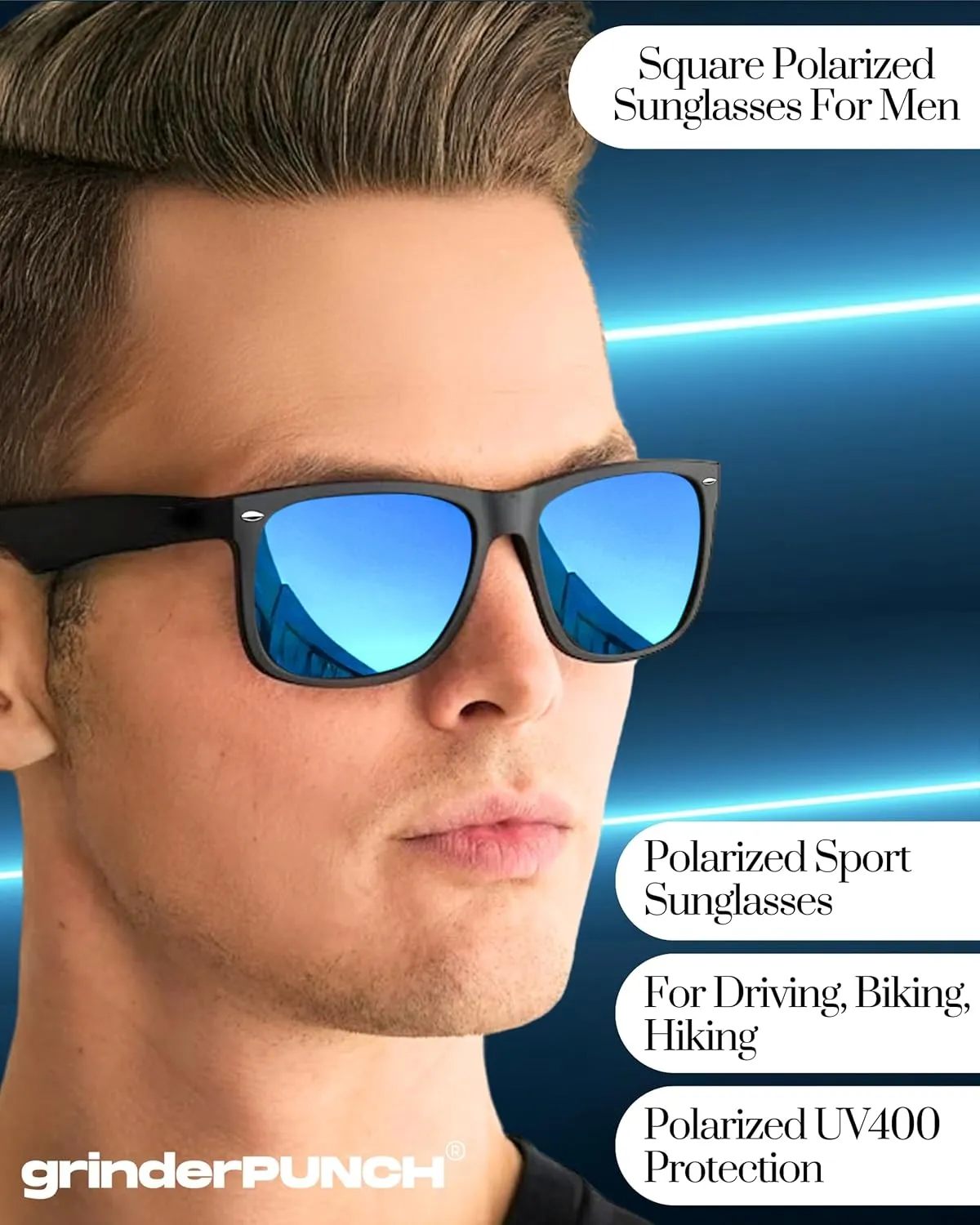 grinderPUNCH Polarized Super Dark Sunglasses for Men and Women Trendy Retro Sun Glasses for Driving UV Protection