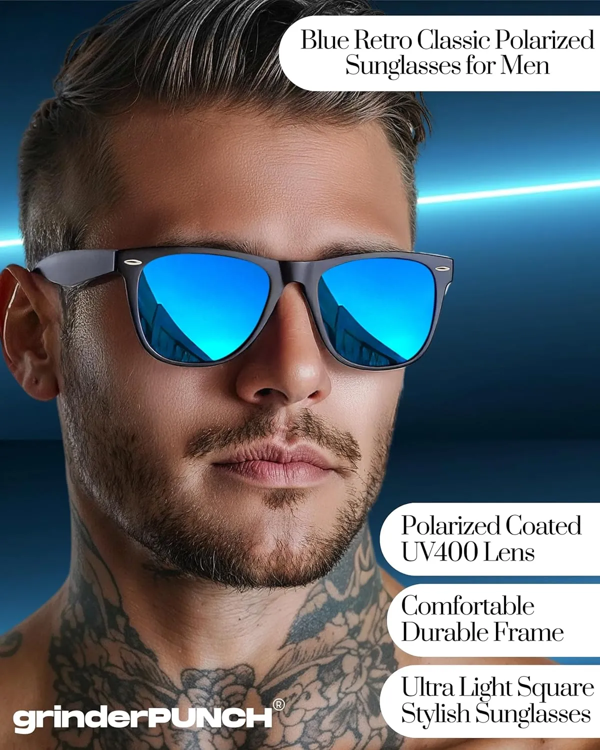 grinderPUNCH Polarized Super Dark Sunglasses for Men and Women Trendy Retro Sun Glasses for Driving UV Protection