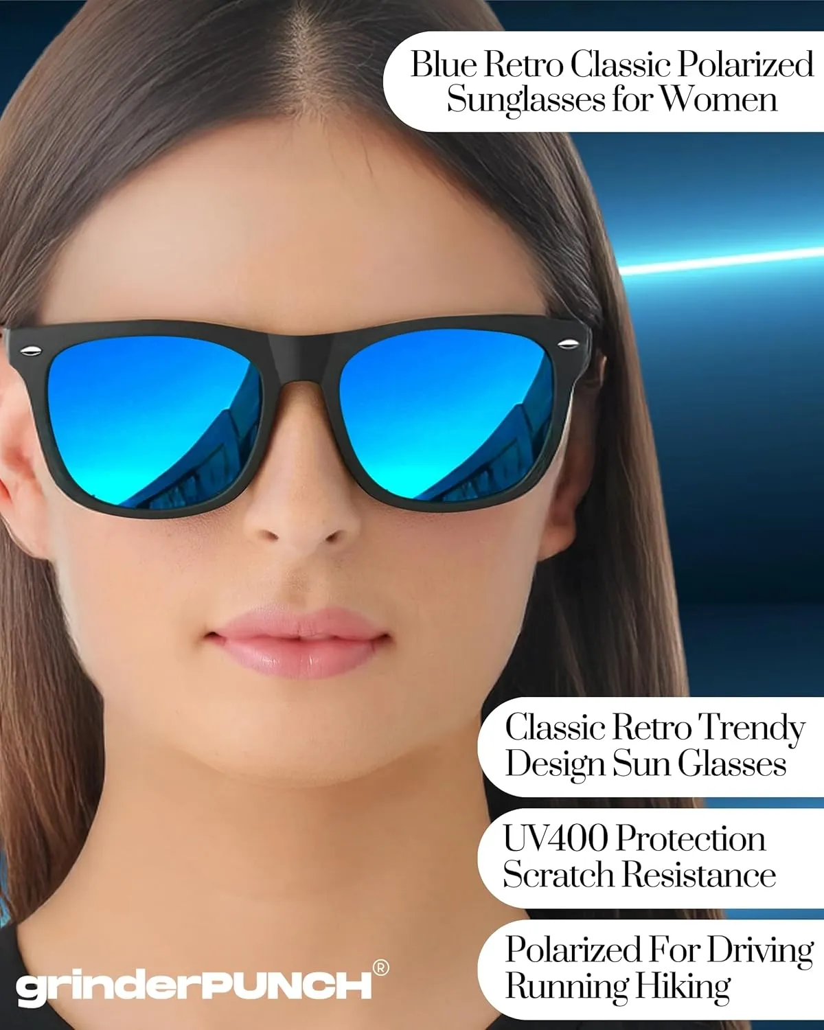grinderPUNCH Polarized Super Dark Sunglasses for Men and Women Trendy Retro Sun Glasses for Driving UV Protection