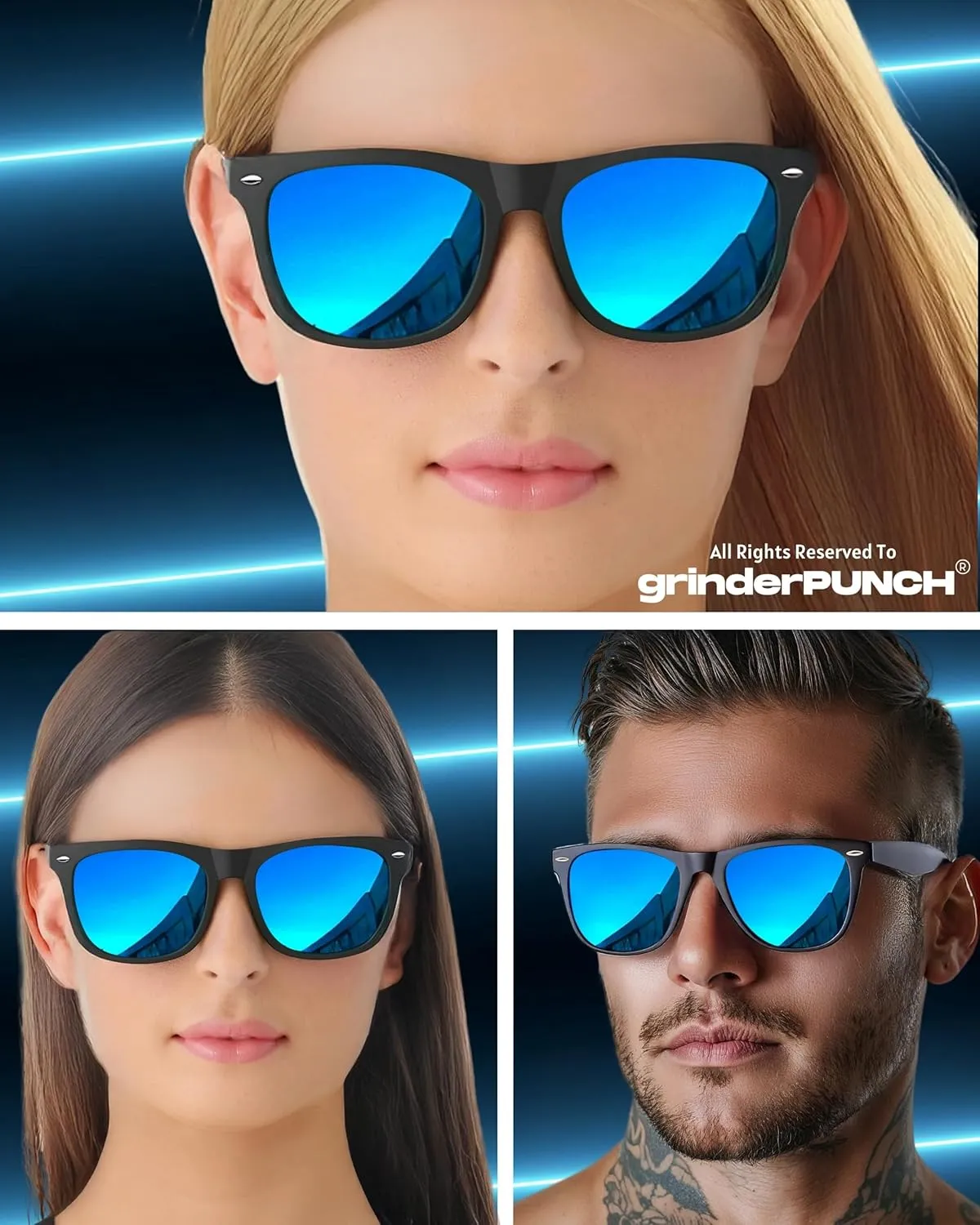 grinderPUNCH Polarized Super Dark Sunglasses for Men and Women Trendy Retro Sun Glasses for Driving UV Protection
