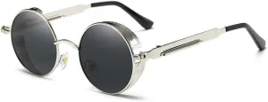 GY snail Gothic Polarized Sunglasses for Men, Round Metal Frame, Retro Steampunk Sun Glasses Women