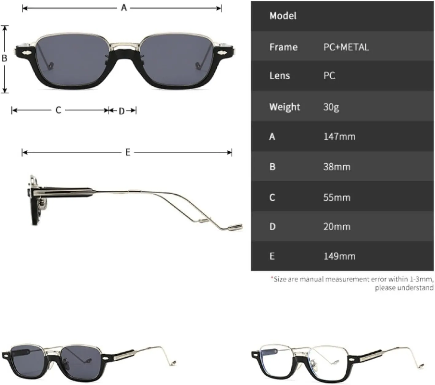 Half Frame Sunglasses for Men Women Fashion Retro Uv400 Vintage