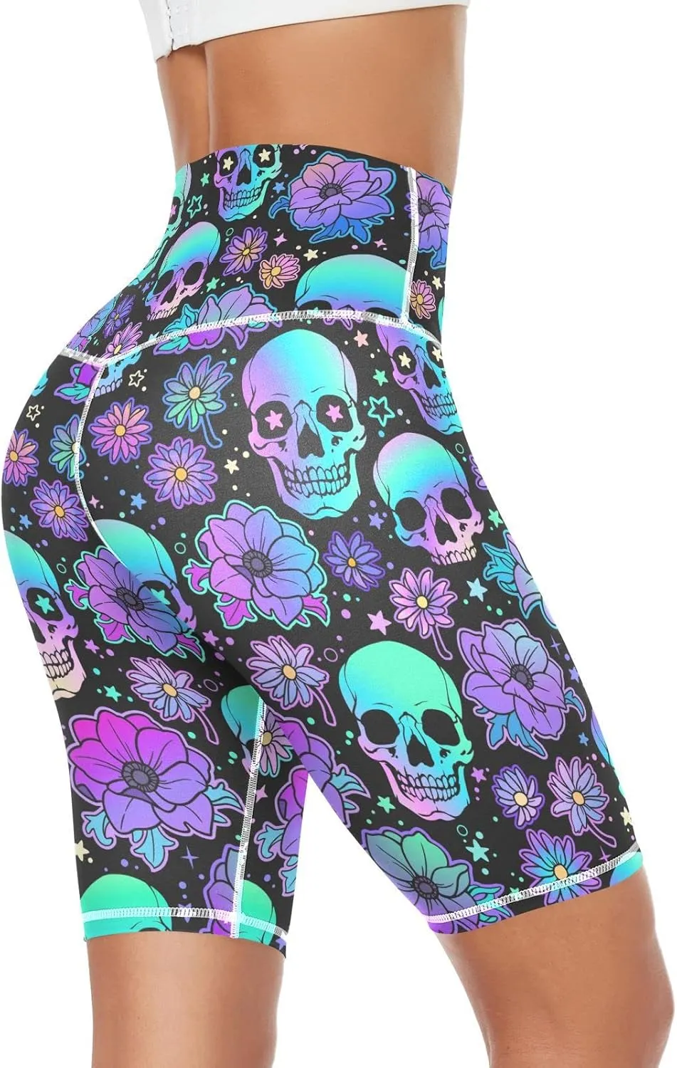 High Waist Yoga Shorts for Women Athletic Shorts Leggings with Hidden Pockets