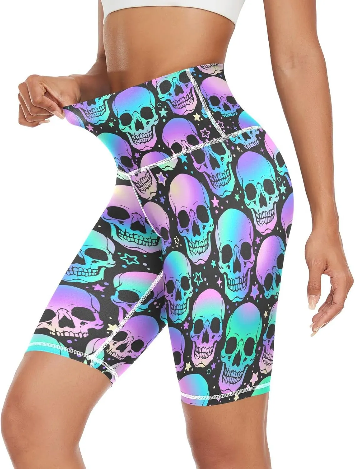 High Waist Yoga Shorts for Women Athletic Shorts Leggings with Hidden Pockets