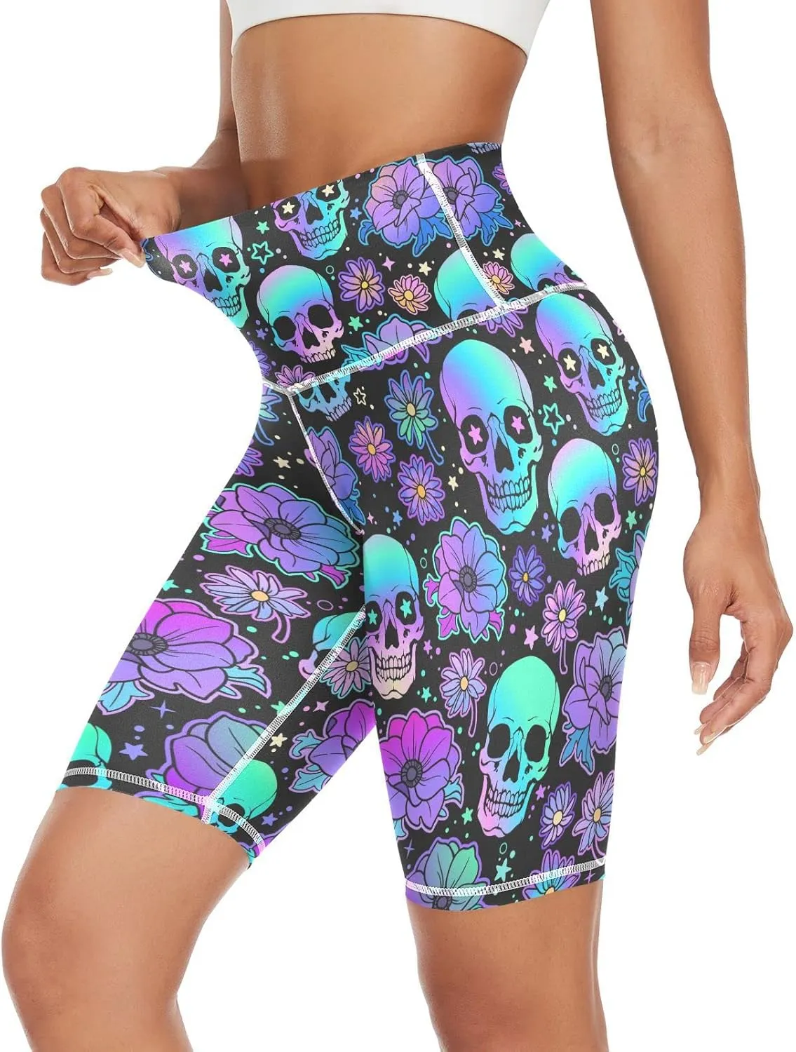 High Waist Yoga Shorts for Women Athletic Shorts Leggings with Hidden Pockets