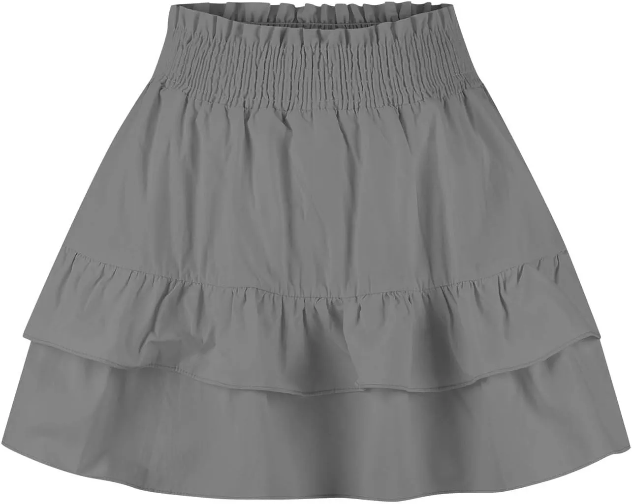 High Waisted Skirt for Women Ruffle Hem Flowy Stretchy Summer Mini Skirt Casual A Line Swing Beach Mini Short Skirt