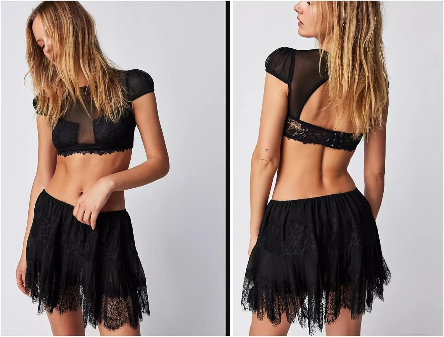 HOPYOP Lace Skirts for Women,Y2K Mini Skirts Ruffle Skirt Women's Pleated Skirts