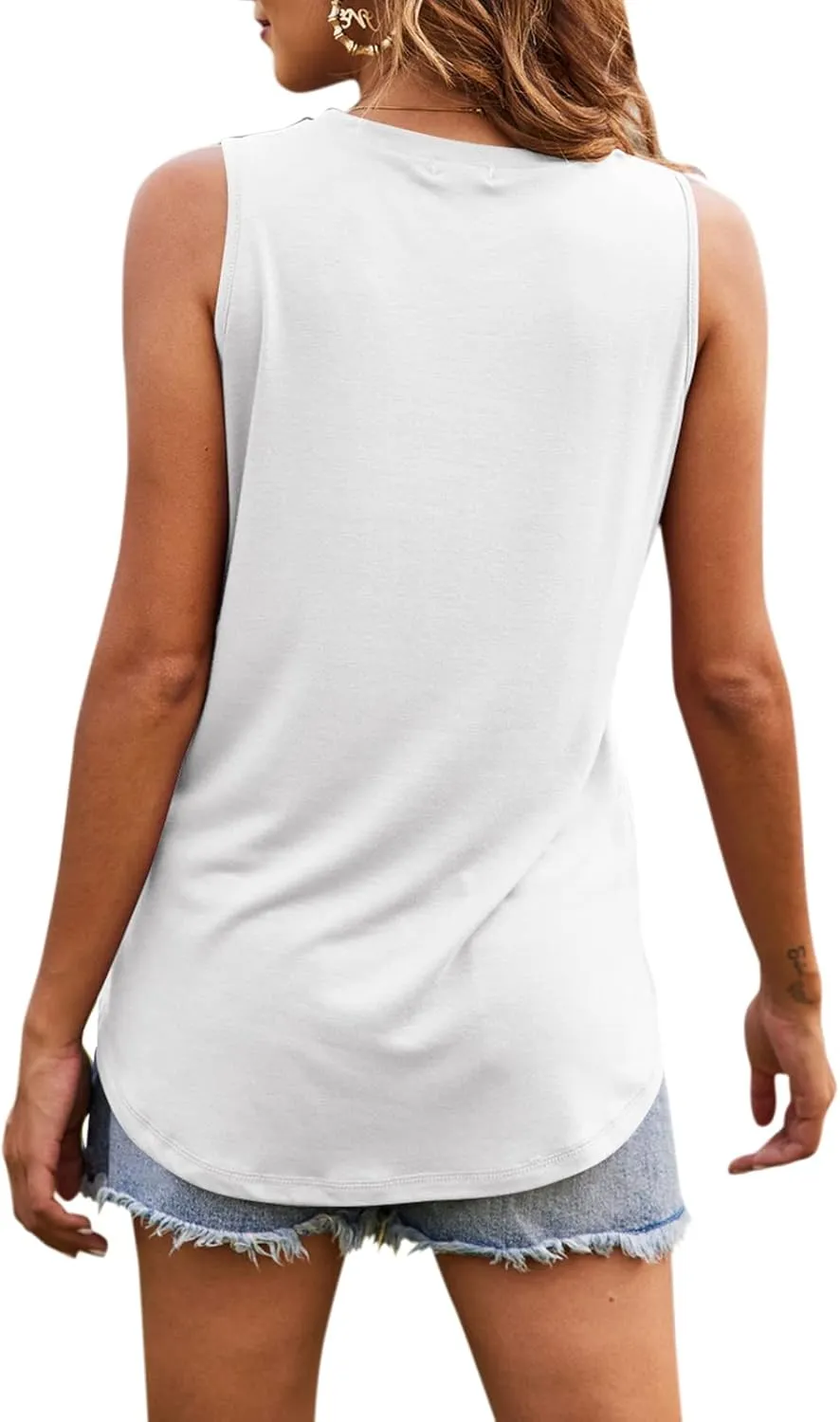 Hount Women's High Neck Tank Tops Summer Sleeveless T Shirts Loose Fit with Pockets