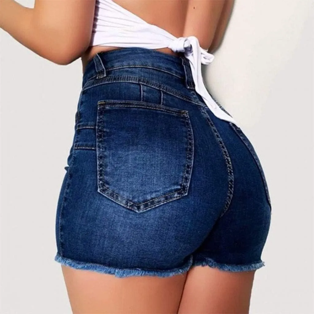 Jean Shorts for Women Denim High Waisted 5 Inch Inseam Stretchy Denim Short Pants Casual Summer Lounge Jean Bike Shorts