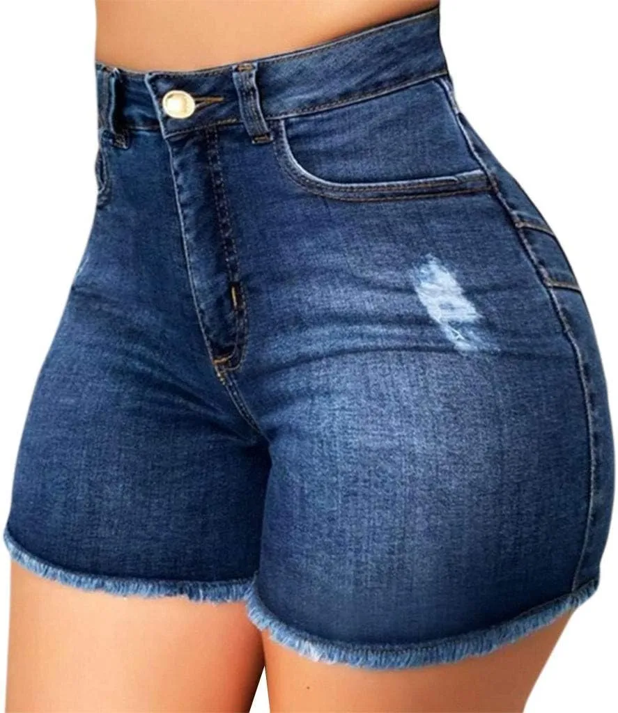 Jean Shorts for Women Denim High Waisted 5 Inch Inseam Stretchy Denim Short Pants Casual Summer Lounge Jean Bike Shorts