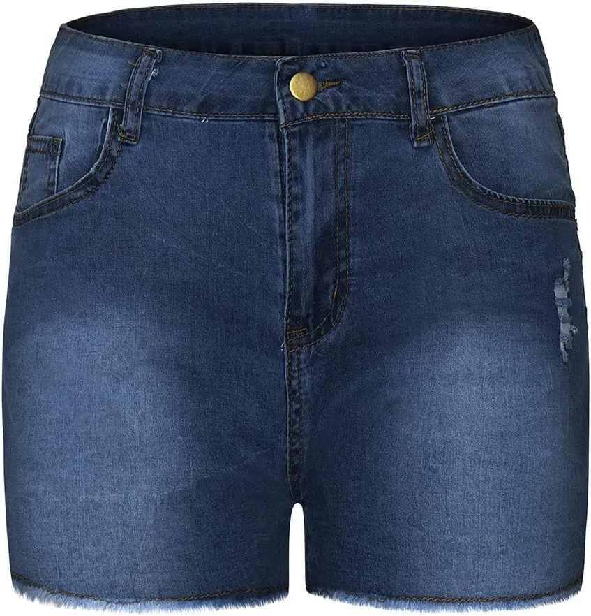 Jean Shorts for Women Denim High Waisted 5 Inch Inseam Stretchy Denim Short Pants Casual Summer Lounge Jean Bike Shorts