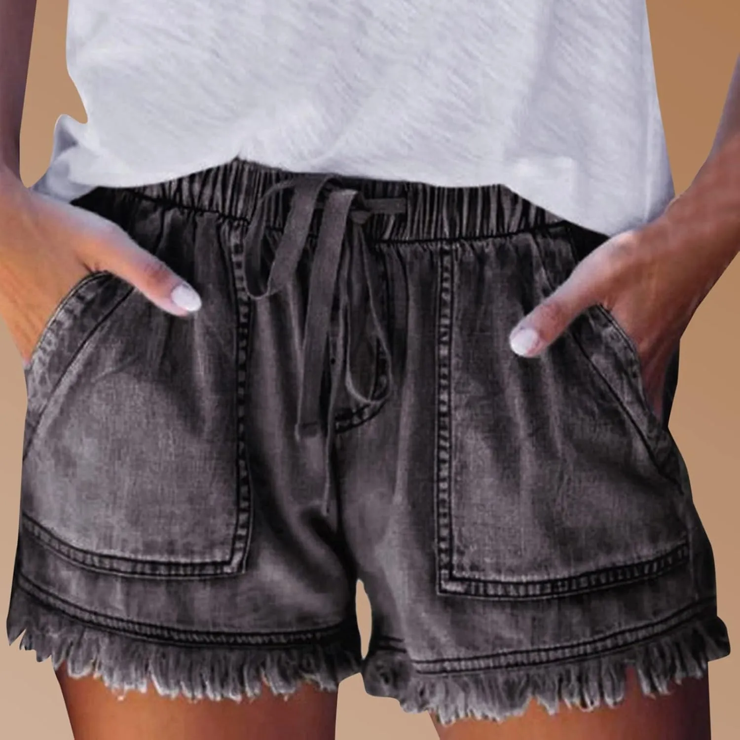 Jean Shorts for Women Distressed Stretchy Jeanshorts Casual High Waisted Denim Shorts Summer Jeans Baggy Jean Shorts
