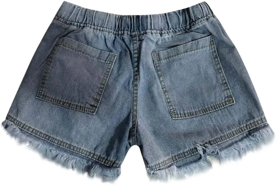 Jean Shorts Women Casual High Waisted Womens Denim Shorts Frayed Raw Hem Stretchy Shorts for Women