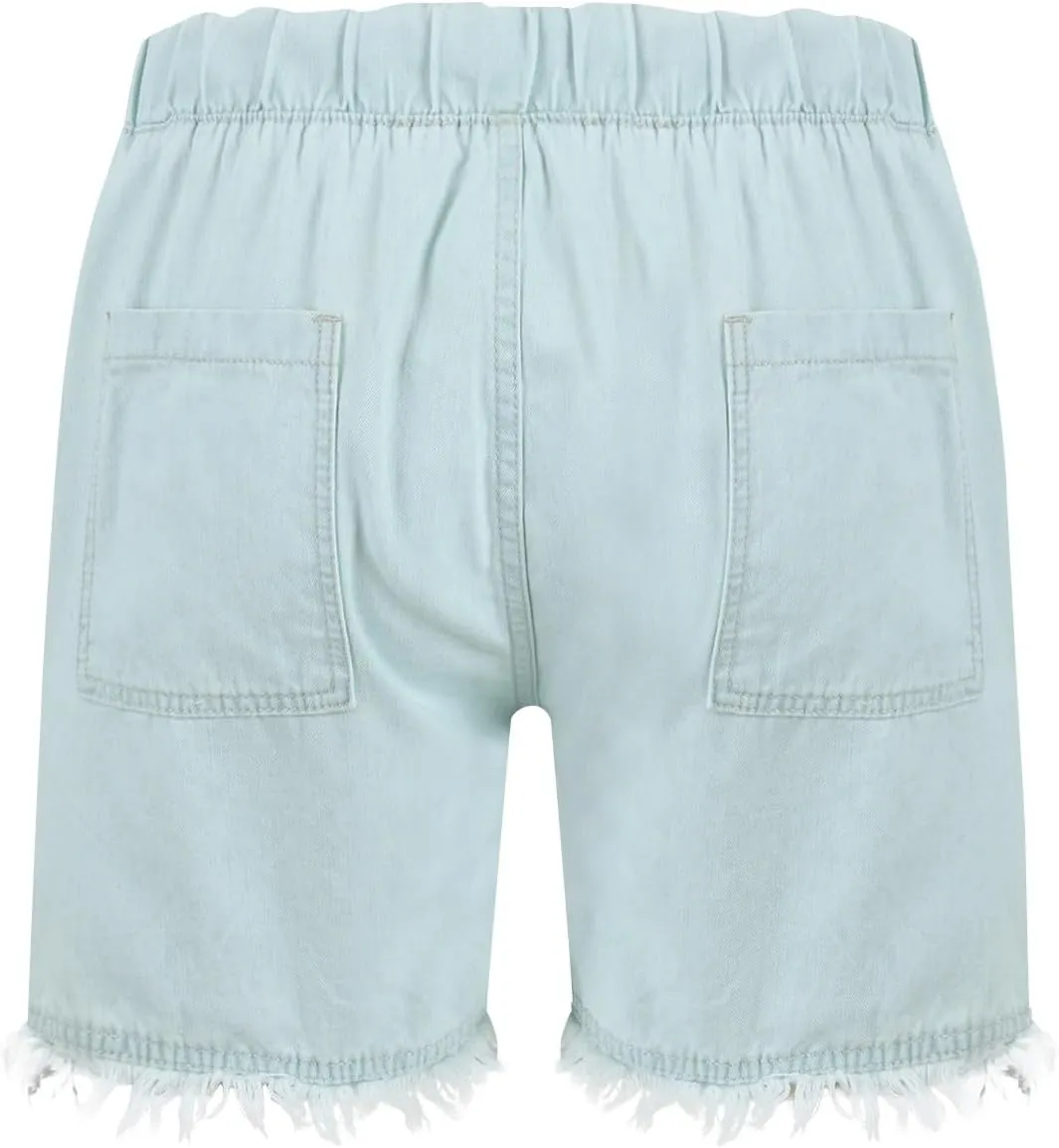 Jeans Shorts for Women Lightweight Drawstring High Waisted Denim Shorts Casual Summer Lounge Shorts with Pockets