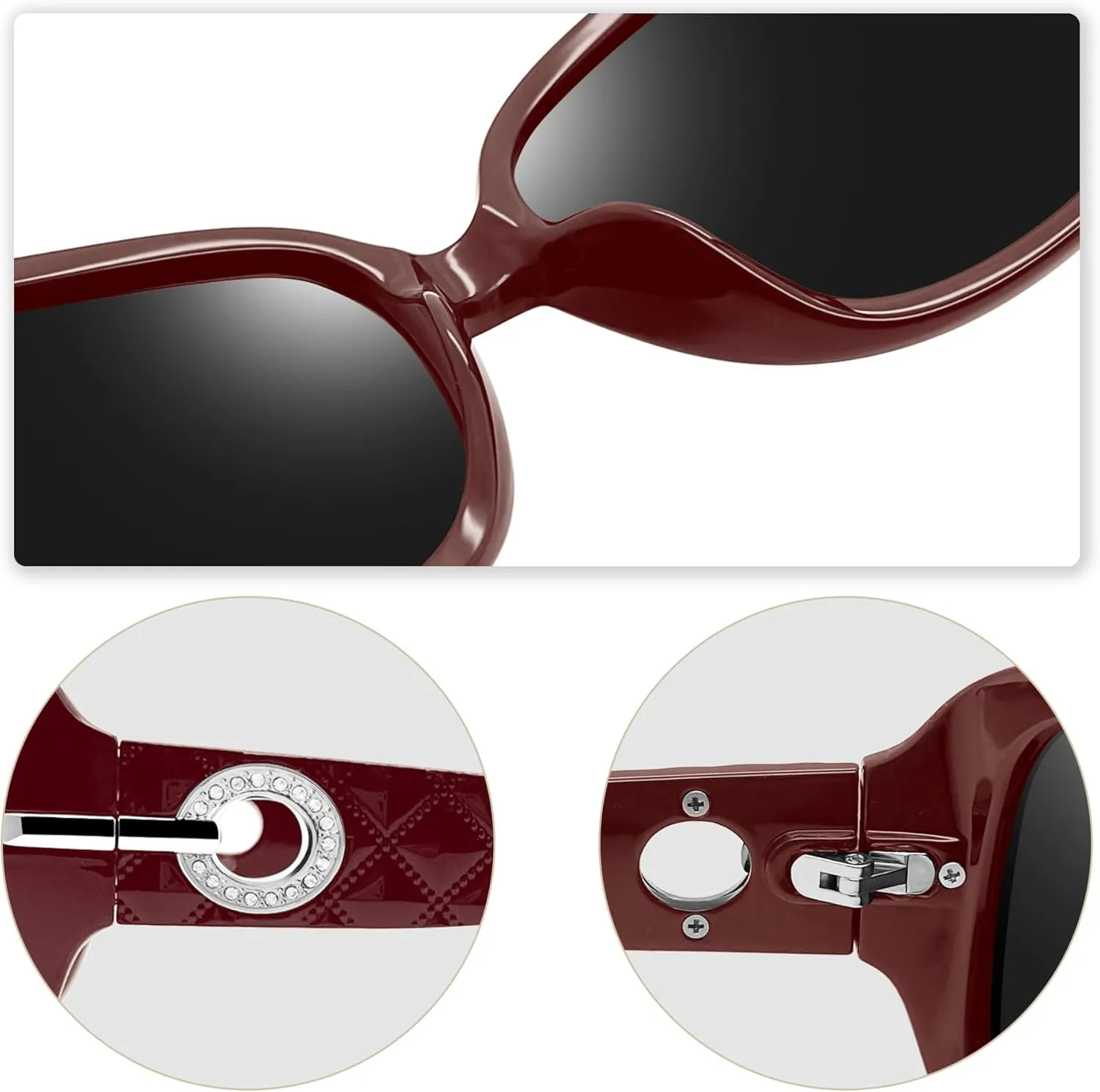 Joopin Big Womens Sunglasses Polarized Trendy Sun Glasses Large Rectangle UV Protection Rhinestone Sunnies