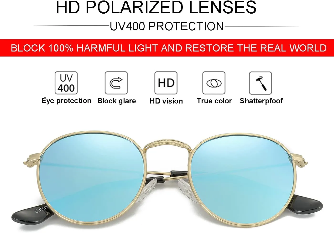 JOVAKIT Kids Small Round Polarized Sunglasses for Baby Girls Boys Age 0-16, Three Sizes, Metal Frame 100% UV Protection