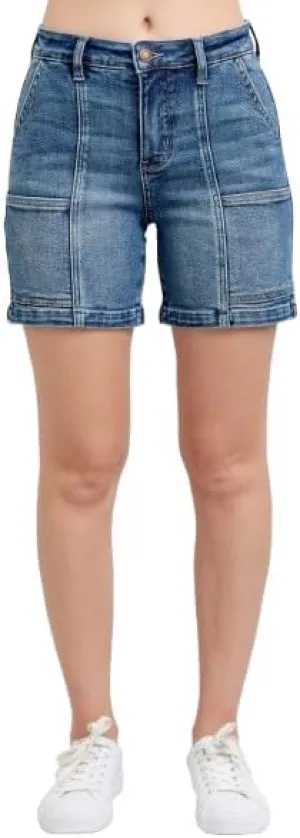 Judy Blue High Waist Utility Mid Length Shorts 150316