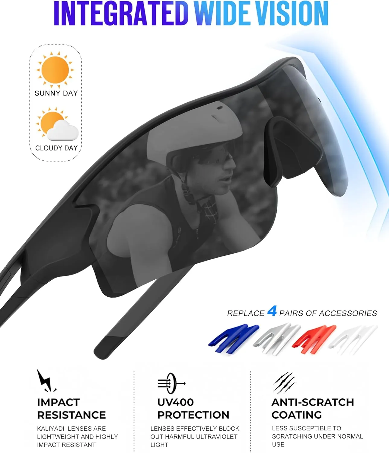 KALIYADI Sports Sunglasses Polarized Sunglasses-Men: Mens Sunglasses with UV400 for Golf Running Fishing