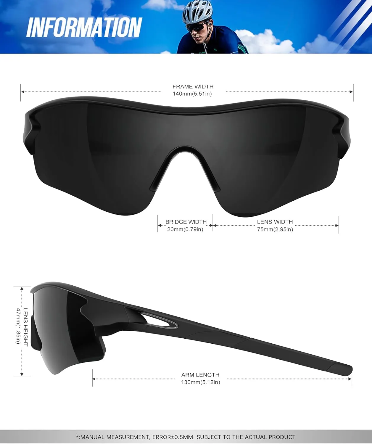 KALIYADI Sports Sunglasses Polarized Sunglasses-Men: Mens Sunglasses with UV400 for Golf Running Fishing
