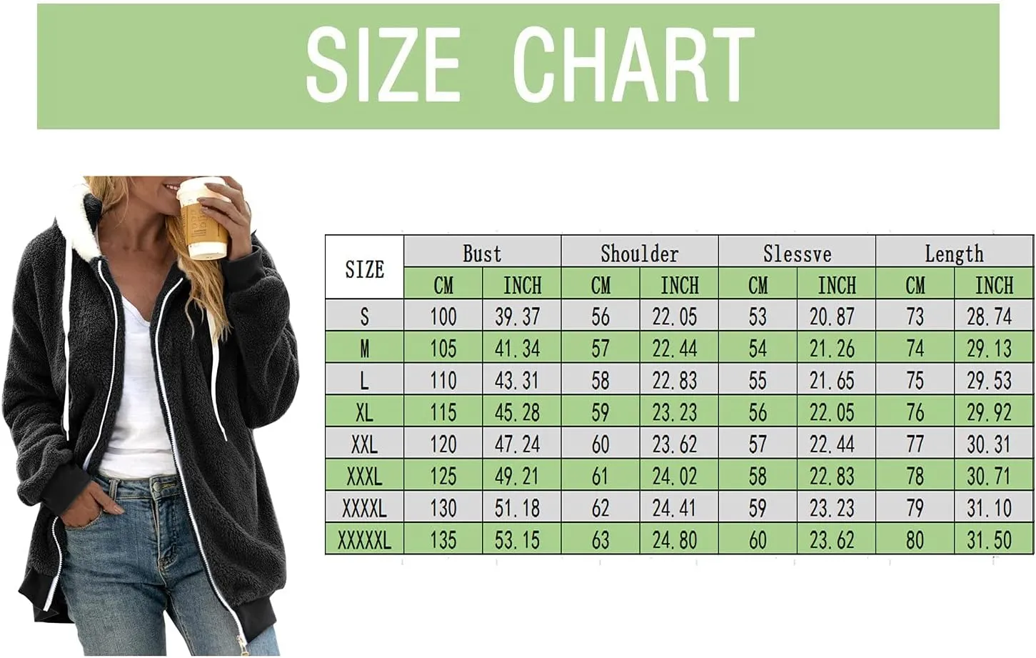 LCMTWX Womens Winter Fuzzy Fleece Jacket Color Artificial Wool Zipper Drawstring Long-Sleeved Hoodie Sweater Coat Hooded
