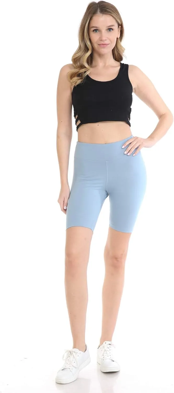 Leggings Depot Women's 10"/ 8"/ 5"/ 2" High Waist Active Running Shorts, Womens Biker Shorts