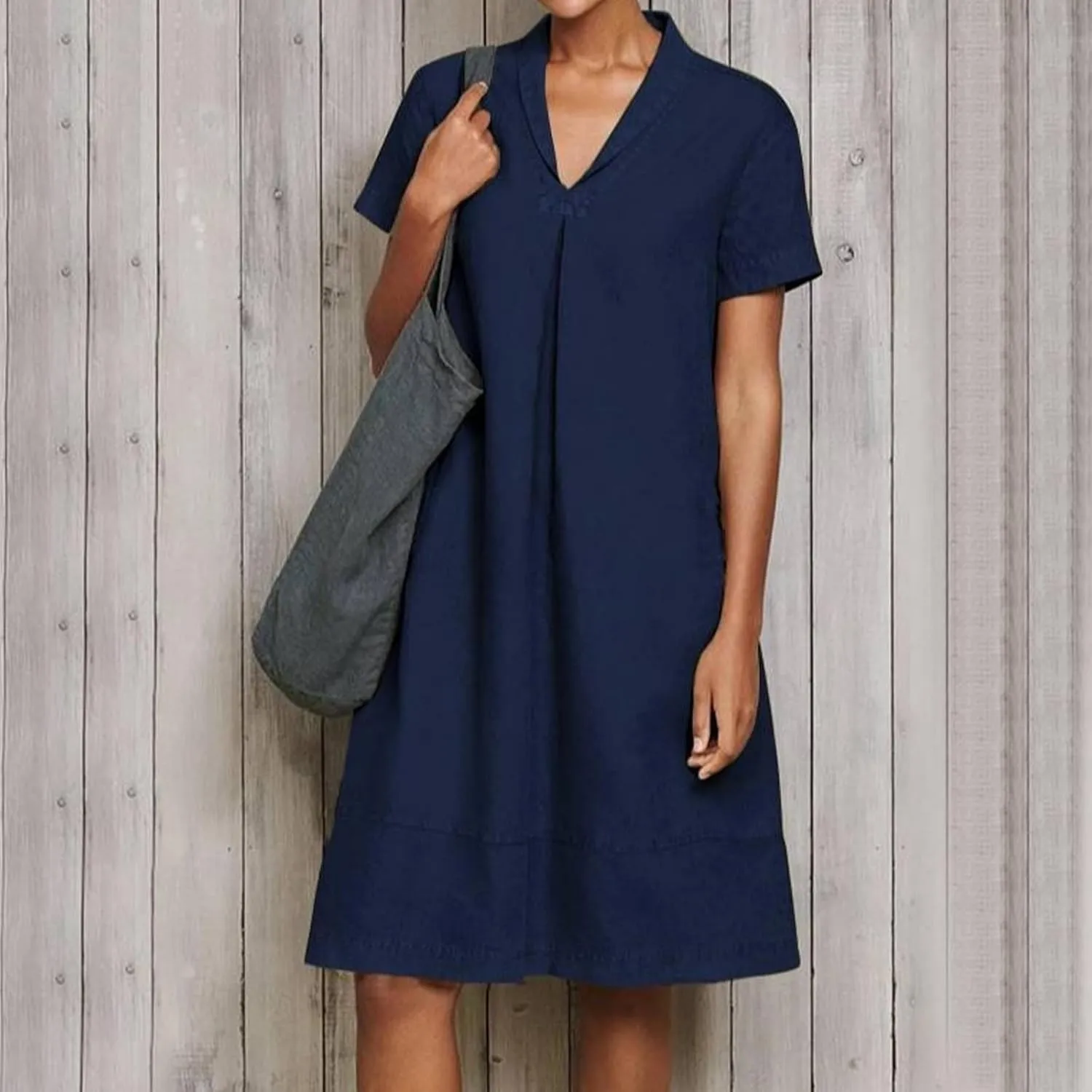 Linen Dresses for Women 2025 Casual Short Sleeve Tshirt Round Neck Dress Oversized Loose Elegant Slim Fit Mini Dress