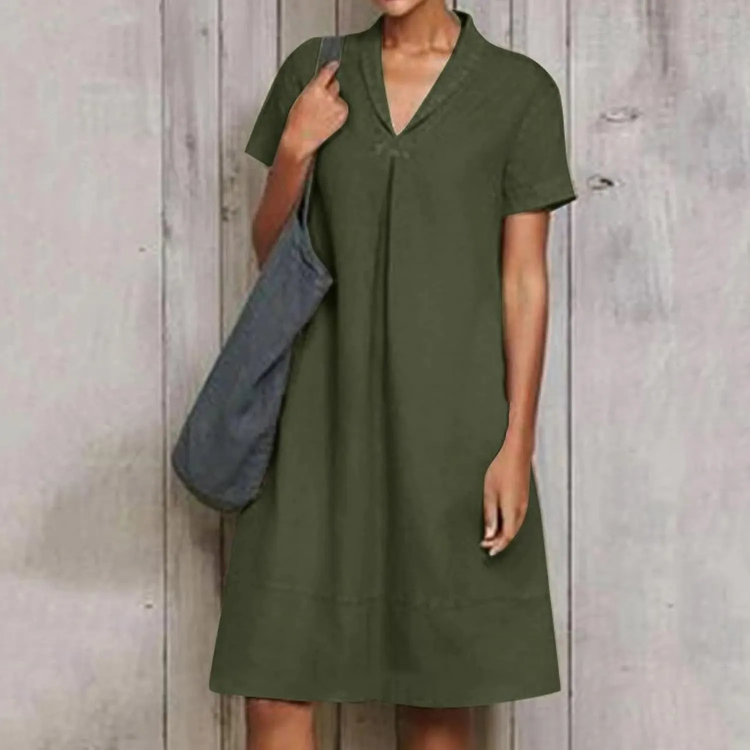 Linen Dresses for Women 2025 Casual Short Sleeve Tshirt Round Neck Dress Oversized Loose Elegant Slim Fit Mini Dress