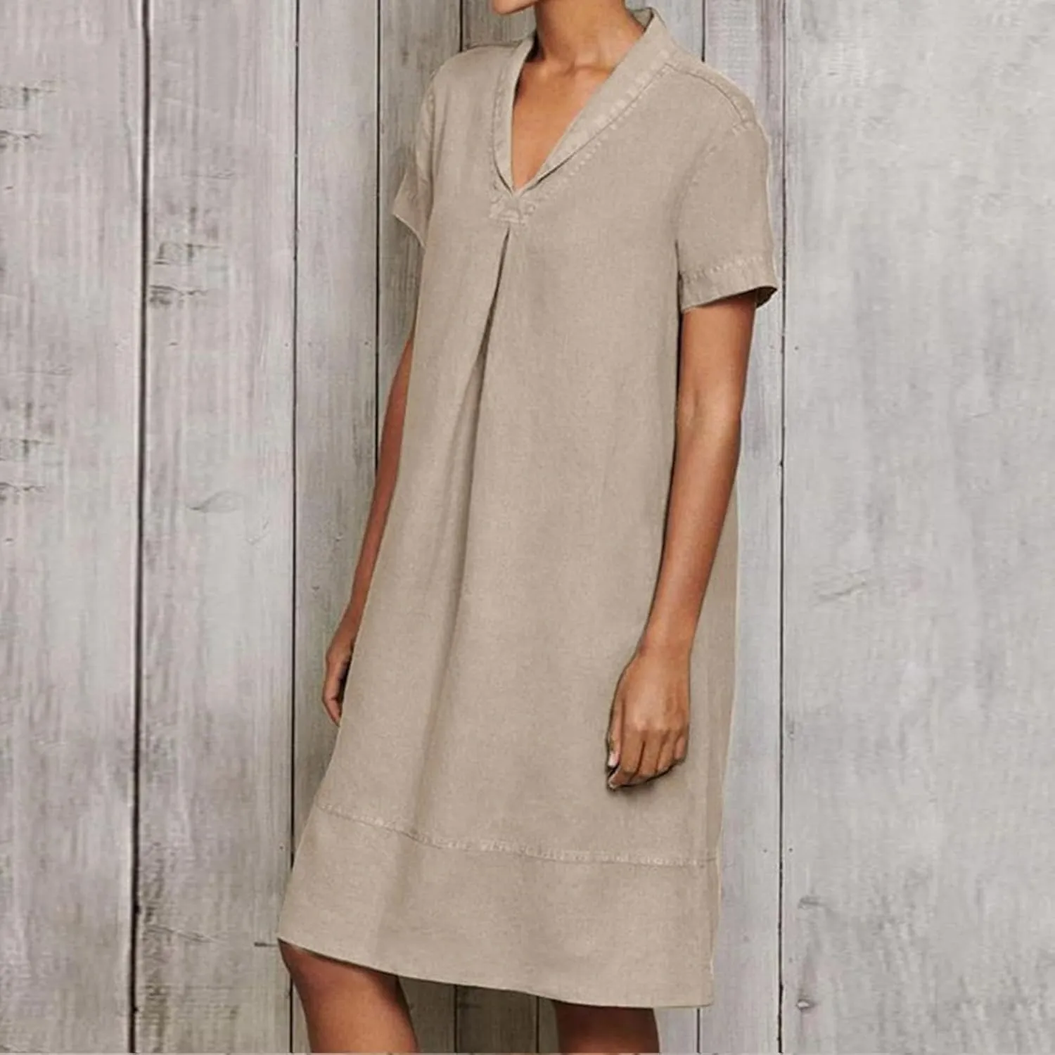 Linen Dresses for Women 2025 Casual Short Sleeve Tshirt Round Neck Dress Oversized Loose Elegant Slim Fit Mini Dress