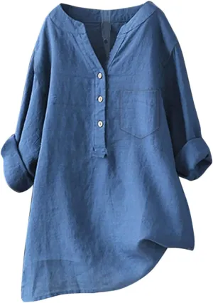 Linen Shirt for Women Breathable Tops Loose Crewneck Tops Womens Daily t Shirts Summer Shirts for Women 2025