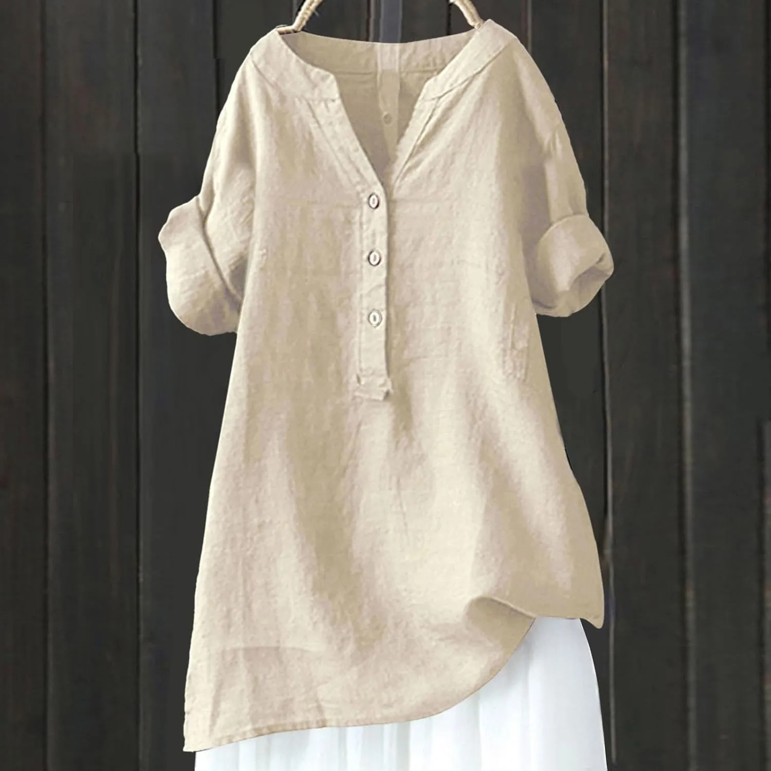 Linen Shirt for Women Breathable Tops Loose Crewneck Tops Womens Daily t Shirts Summer Shirts for Women 2025