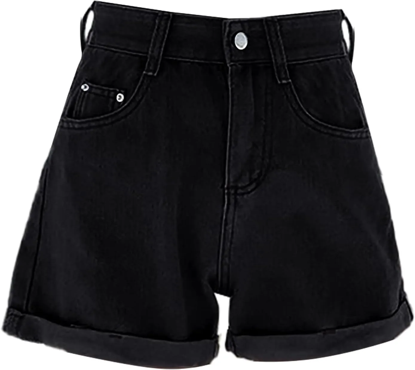 LIXIAO Women's Casual Mid Rise Denim Shorts Stretch Ripped Raw Hem Jean Shorts High Waisted Shorts Women