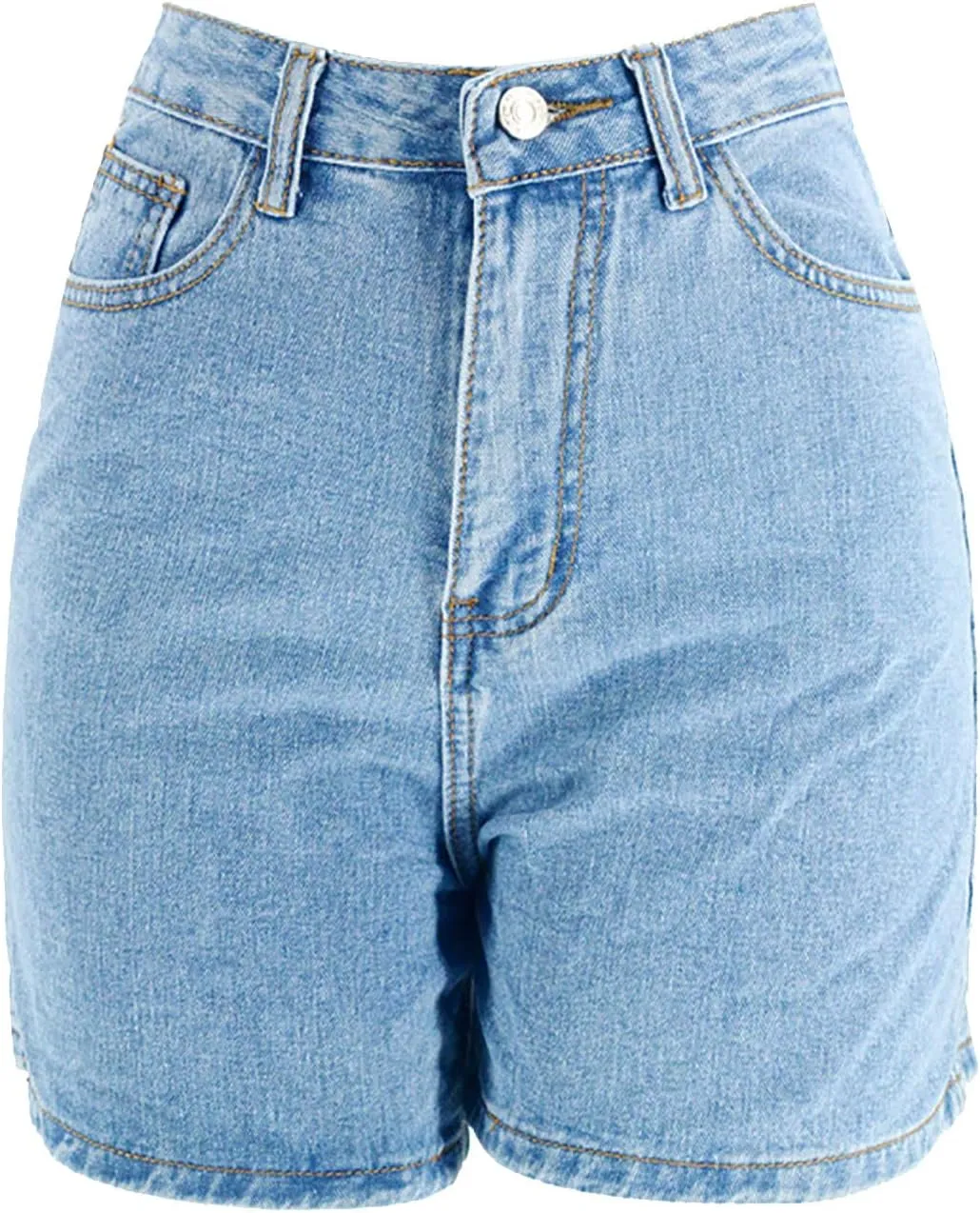 LIXIAO Women's Casual Mid Rise Denim Shorts Stretch Ripped Raw Hem Jean Shorts High Waisted Shorts Women
