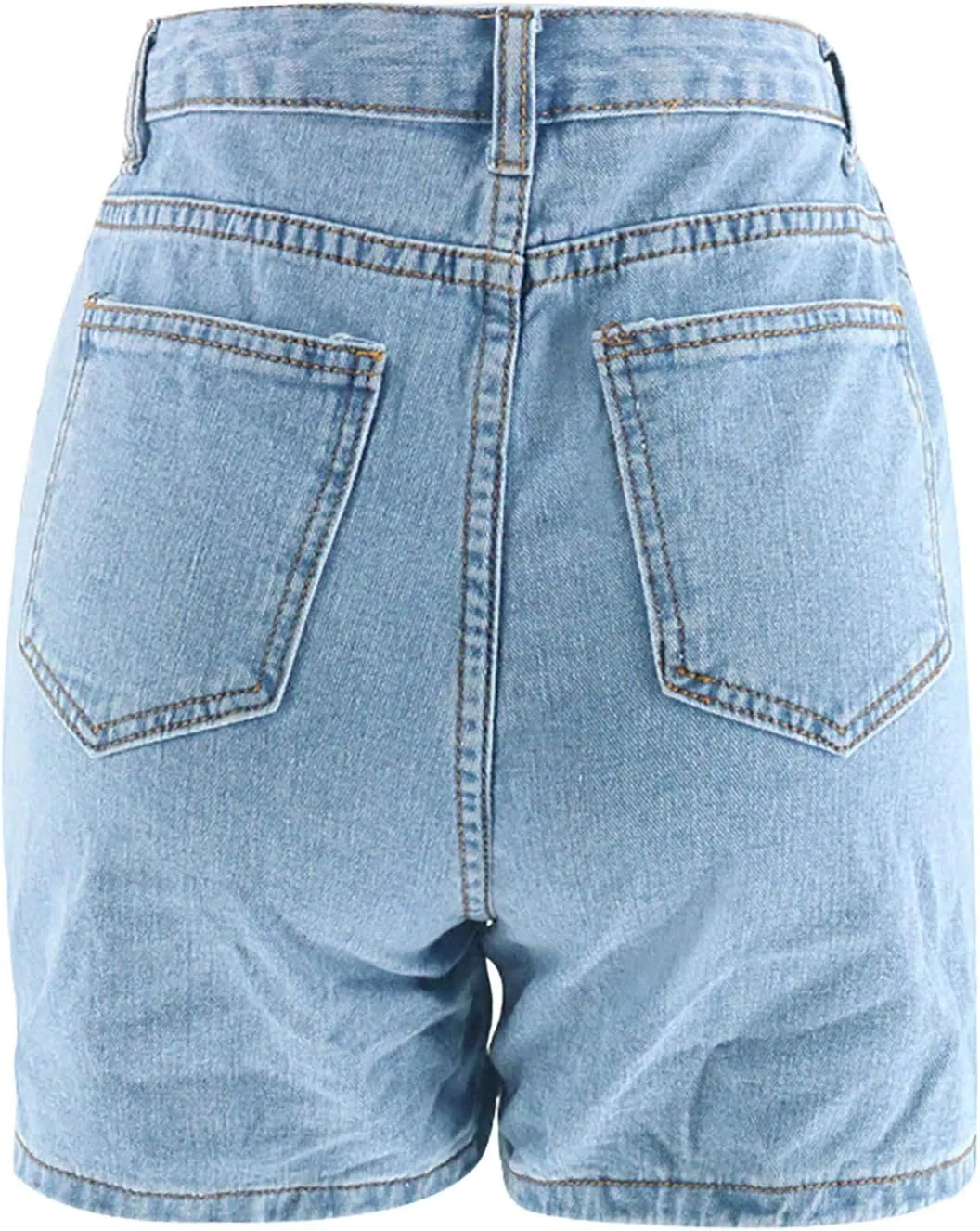 LIXIAO Women's Casual Mid Rise Denim Shorts Stretch Ripped Raw Hem Jean Shorts High Waisted Shorts Women