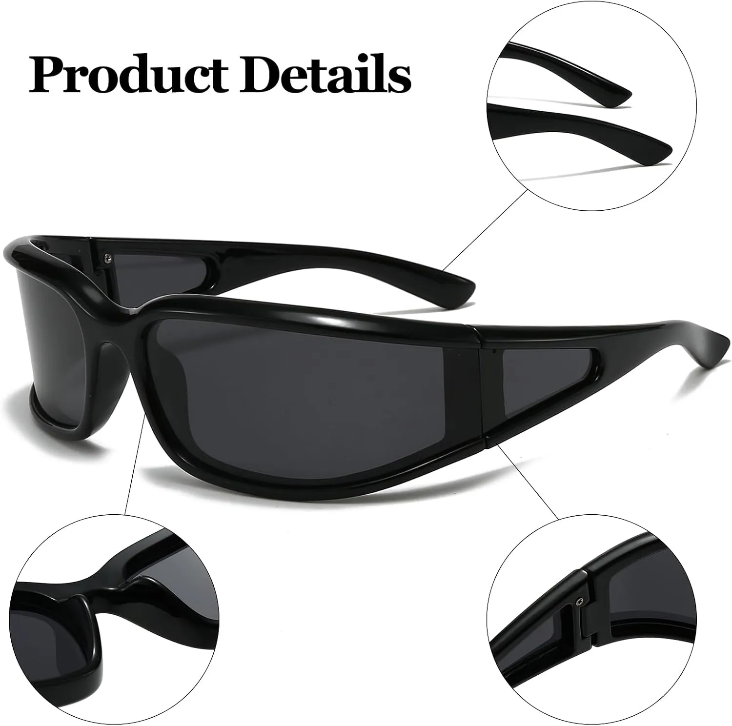 LJCZKA Polarized Wrap Around Sunglasses for Women Men Oversized Sports Sunglasses y2k Futuristic Shades UV400 Protection