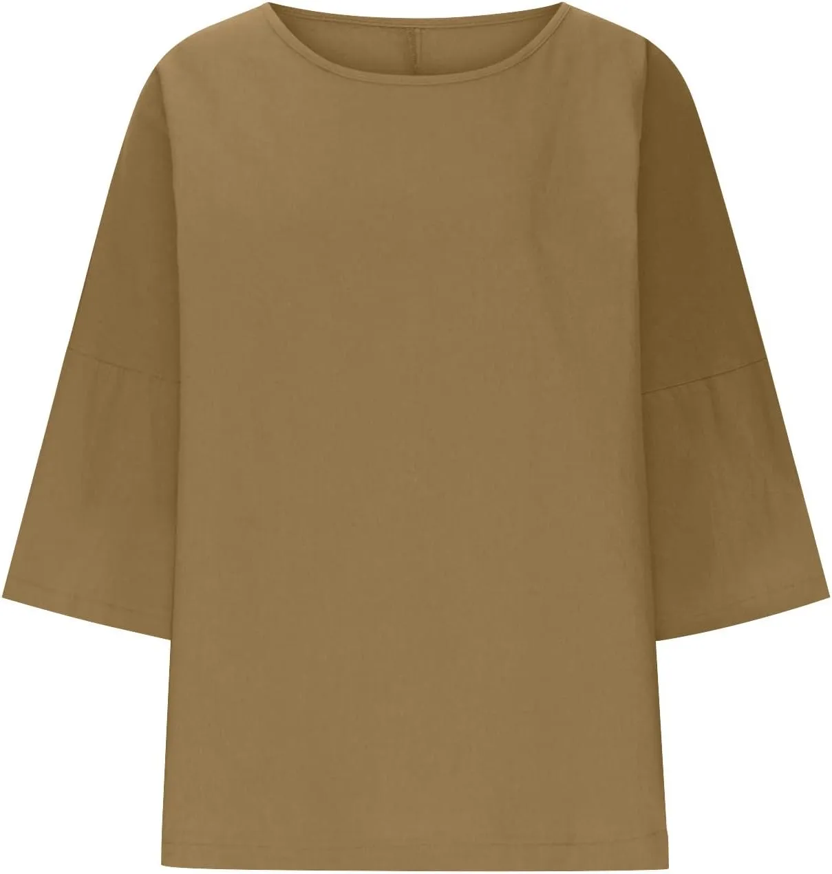 Lmdudan Women's Oversized T Shirts Plus Size 3/4 Sleeve Cotton Linen Shirt Casual Loose Fit Basic Tee Tops Blouses Tunics