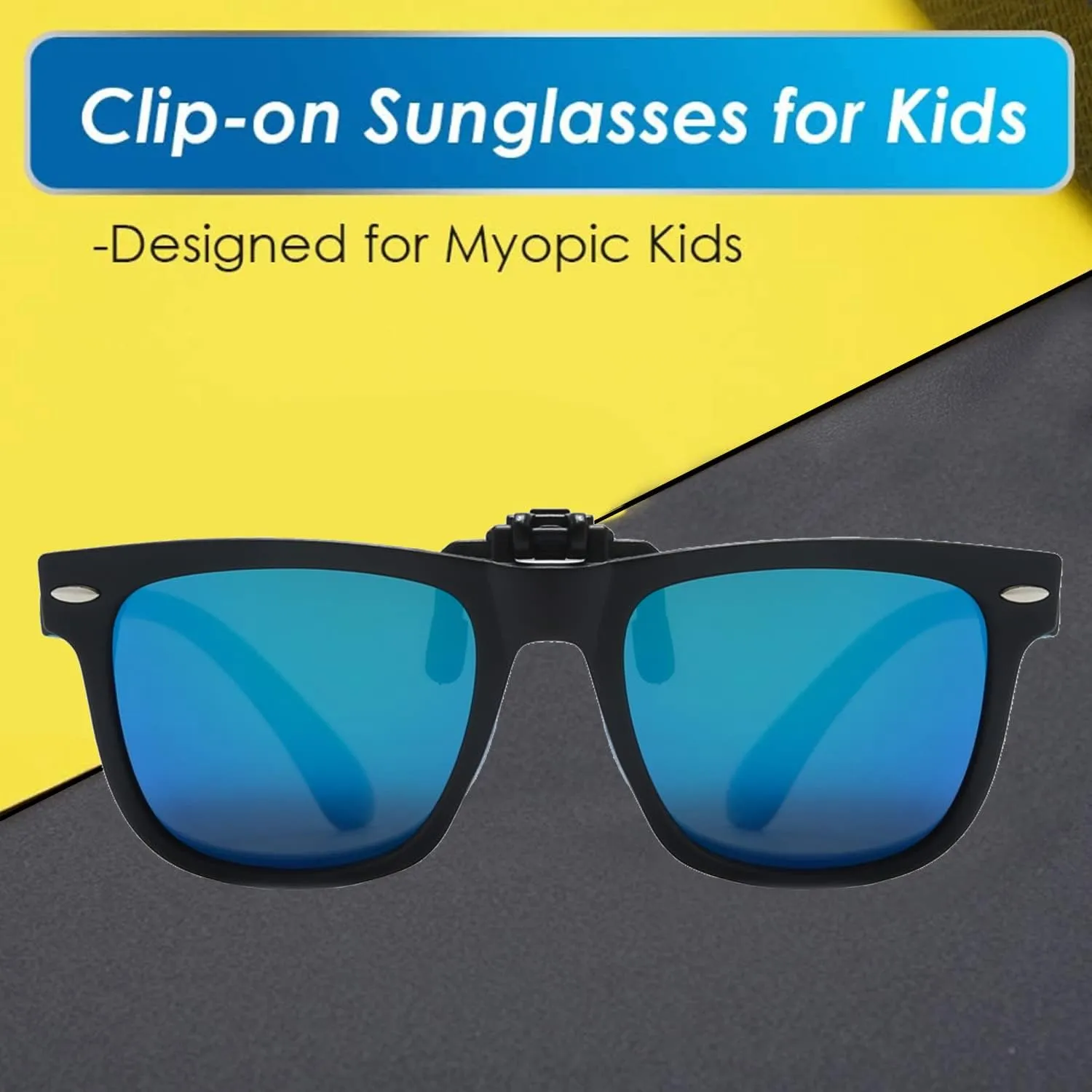 Long Keeper Kids Polarized Clip On Sunglasses Teen Boys Girls Square Flip Up Clip-on Sunglasses Over Glasses