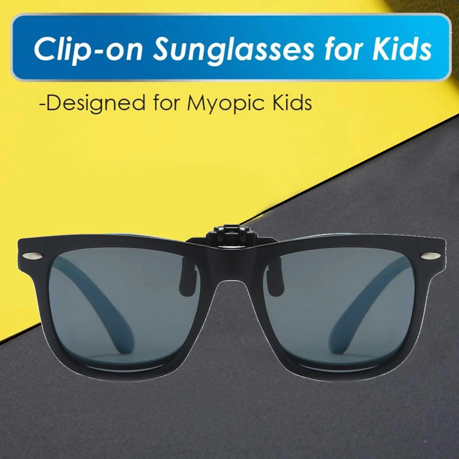 Long Keeper Kids Polarized Clip On Sunglasses Teen Boys Girls Square Flip Up Clip-on Sunglasses Over Glasses