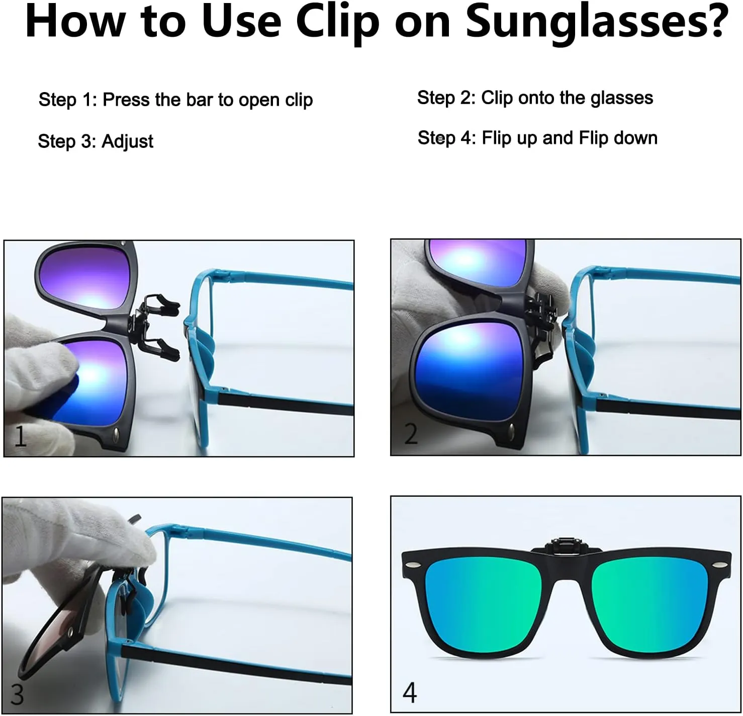 Long Keeper Kids Polarized Clip On Sunglasses Teen Boys Girls Square Flip Up Clip-on Sunglasses Over Glasses