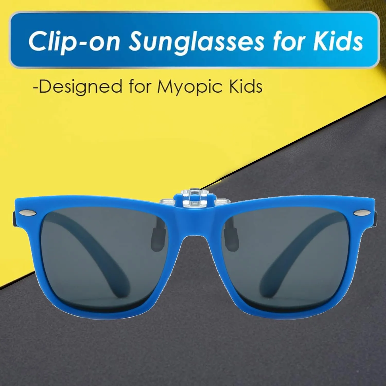 Long Keeper Kids Polarized Clip On Sunglasses Teen Boys Girls Square Flip Up Clip-on Sunglasses Over Glasses