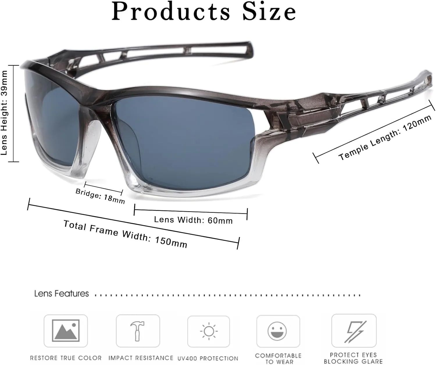 Long Keeper Polarized Sport Sunglasses Women Men Wrap Around Cycling Sunglasses for Running Driving Fishing Hiking Riding