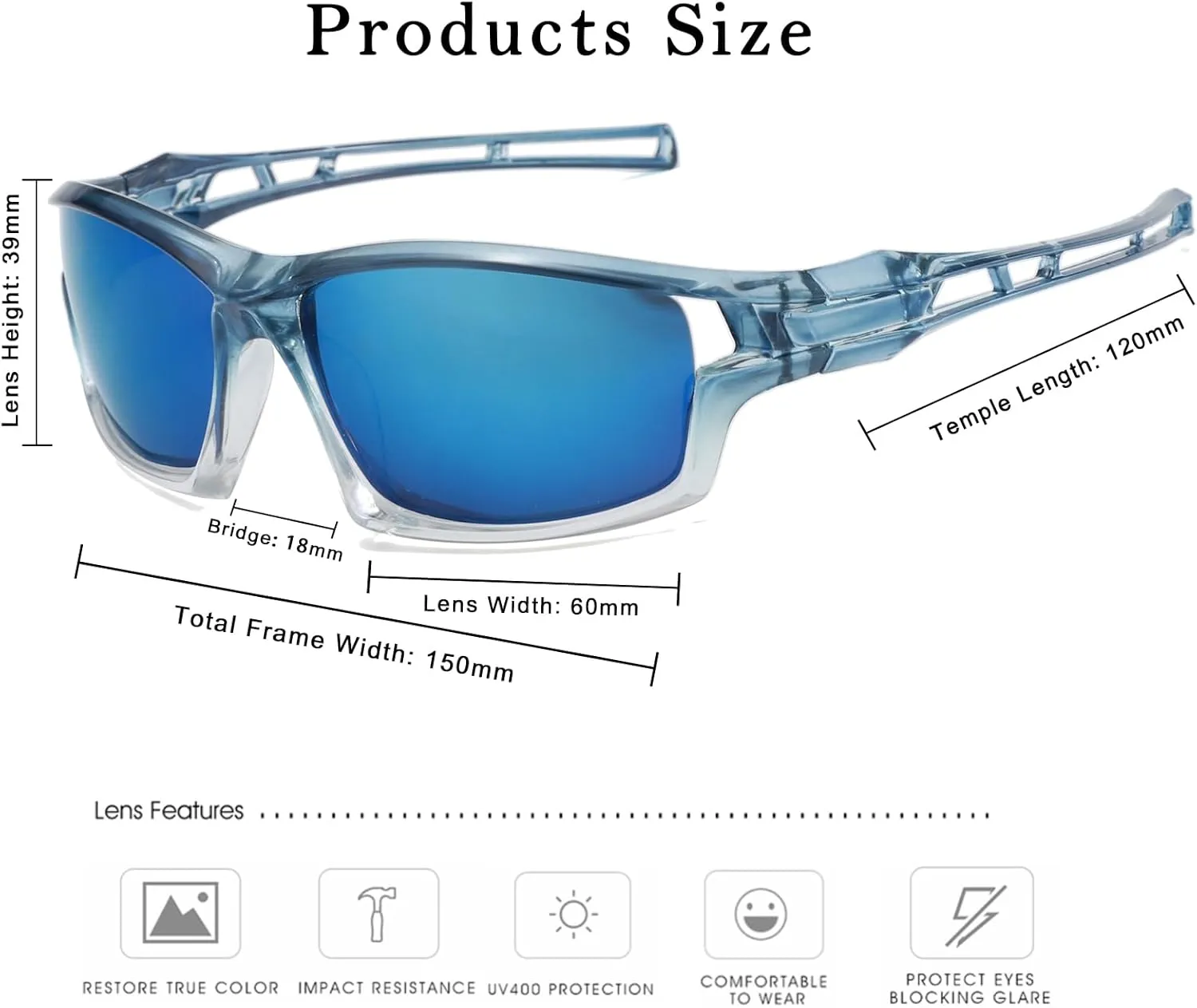 Long Keeper Polarized Sport Sunglasses Women Men Wrap Around Cycling Sunglasses for Running Driving Fishing Hiking Riding