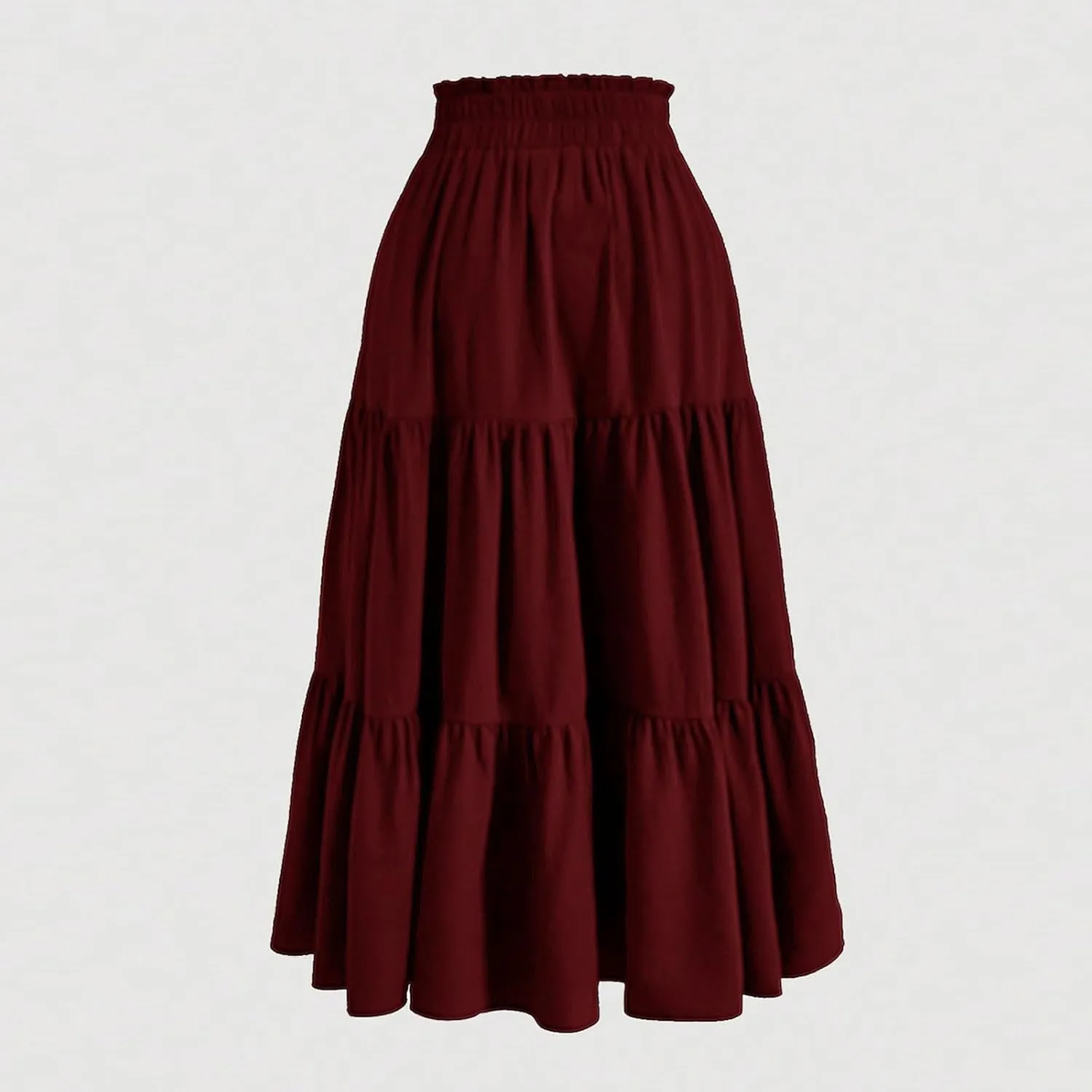 Long Skirts for Women Trendy Ruffle Floral Print Tiered Flowy Boho Skirts Comfy Drawstring Wrap Skirts