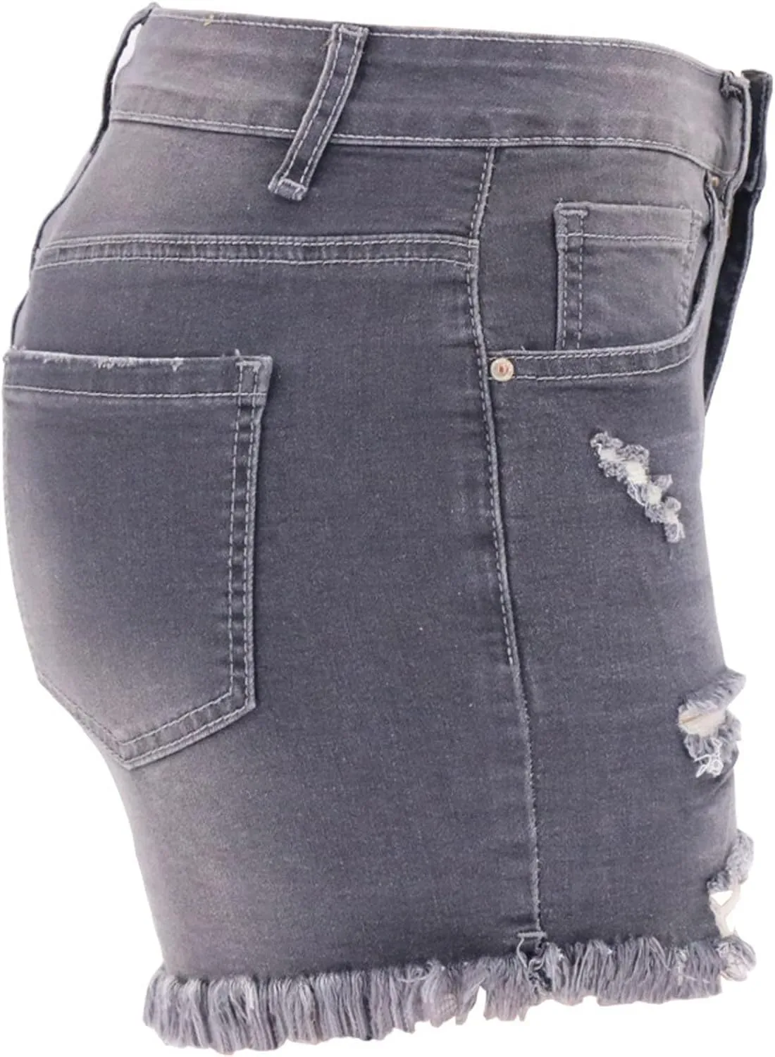 Lpmadey Women's Summer High Waisted Denim Shorts Frayed Raw Hem Casual Short Jeans Stretchy Ripped Denim Jeans Shorts