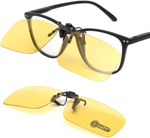 LUFF Night Vision Driving Clip-On Glasses, Polarized Anti-Glare for Wearing Over Glasses - Men and Women