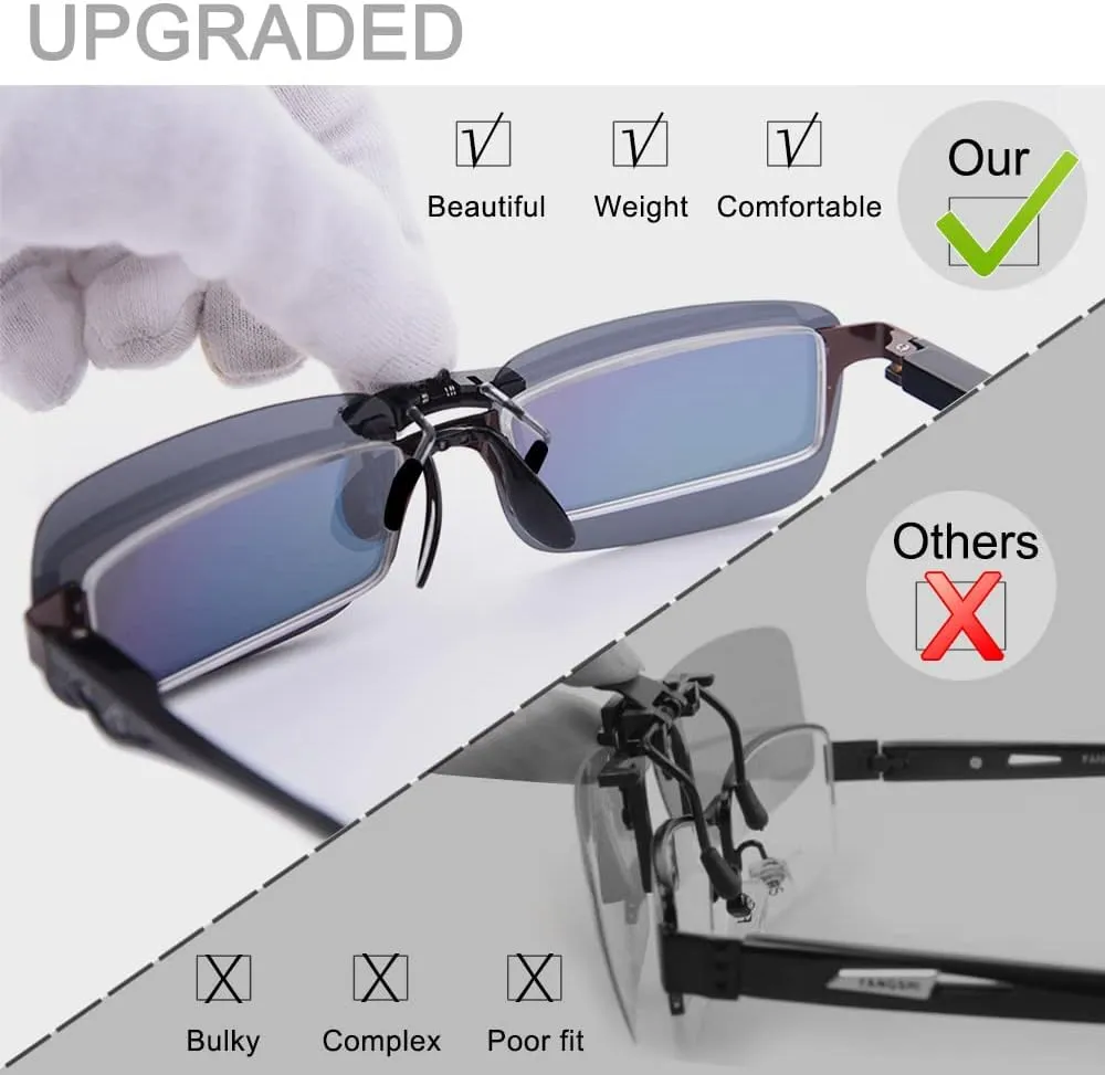 LUFF Polarized Clip on Sunglasses for women and men,sunglasses clip for car visor,UV400 Outdoor/Driving/Fishing