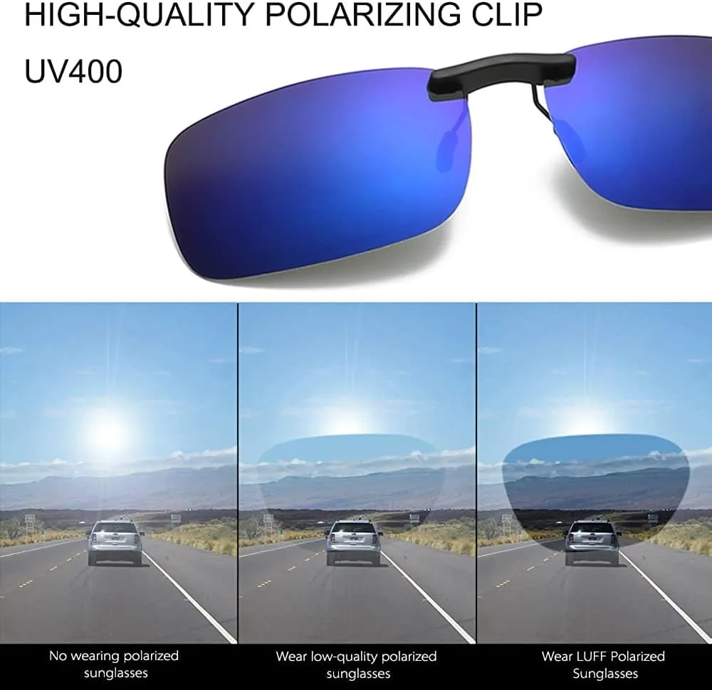 LUFF Polarized Clip on Sunglasses for women and men,sunglasses clip for car visor,UV400 Outdoor/Driving/Fishing